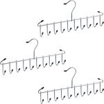 Cintre porte - ceintures, lot de 3, gain de place, mtal, 12 crochets, pour ceintures, cravates, sacs, ...