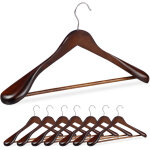 Relaxdays cintre pour vtements, lot de 8, paule large, barre  pantalon, pour veste, chemise, bois, ...