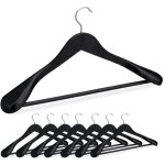 Cintre pour vêtements, lot de 8, épaule large, barre à pantalon, pour veste, chemise, bois, noir - relaxdays ... Cintre pour vêtements, lot de 8, épaule large, barre à pantalon, pour veste, chemise, bois, noir - relaxdays ...
