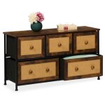 Relaxdays commode à 5 tirors, aspect rotin, chambre, couloir, hlp : 54, 5x100x32, 5 cm, meuble de rangement, ... Relaxdays commode à 5 tirors, aspect rotin, chambre, couloir, hlp : 54, 5x100x32, 5 cm, meuble de rangement, ...