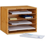 Relaxdays corbeille à courrier en bambou hlp : 26 x 33 x 24, 5 cm, organiseur de bureau, 4 niveaux, nature ... Relaxdays corbeille à courrier en bambou hlp : 26 x 33 x 24, 5 cm, organiseur de bureau, 4 niveaux, nature ...