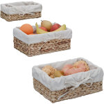 Relaxdays - corbeille  pain, lot pratique de 3, insert en coton, design scandinave, nature et crme