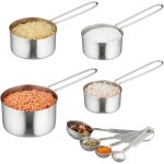 Cuillre et tasse doseuse, lot pratique de 8, acier inoxydable, donnes en ml, en tbsp / tsp, en cup, ...