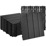 Relaxdays dalles wpc 11 pi�ces 30x30 cm balcon, r�sistantes ext�rieures, clipsables, 1 m�, aspect bois, ...
