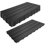 Relaxdays dalles wpc 6 pcs 60x30 cm, balcon / terrasse � clipser, r�sistantes intemp�ries, 1, 1 m�, effet ...