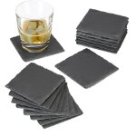 Dessous de verre lot de 16, ardoise, sous - verre, sous - bock carr�s design, carr� 10x10 cm, noir