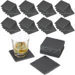 Relaxdays - dessous de verre lot de 72, ardoise, sous - verre, sous - bock carrs design, carr 10x10 ...