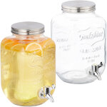 Relaxdays distributeur de boisson, lot de 2, volume : 4 litres, robinet et couvercle, pour la limonade, ...