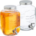 Relaxdays distributeur de boisson, lot de 2, volume : 4 litres, robinet et couvercle, pour la limonade, ...