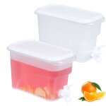Relaxdays distributeur de boissons frigo, 2 pcs, 3 l, avec robinet et couvercle, plastique, transparent ...