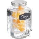 Distributeur de boisson, avec tube pour fruits, 4 litres, robinet et couvercle, transparent - relaxdays ...