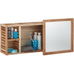 Relaxdays - etag�re murale avec miroir coulissant salle de bain armoire bois de noyer huil� side board ...