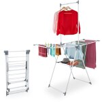 Relaxdays tendoir  linge, tancarville pliable, fer et plastique, h x l x p : 199 x 155 x 69 cm, blanc ...