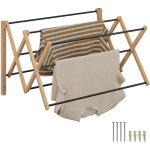 Relaxdays �tendoir mural, extensible, bambou et m�tal, h x l x p : 45 x 71, 5 x 59 cm, nature et noir ...