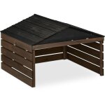 Relaxdays garage pour robot tondeuse, en bois de sapin, h x l x p : env. 52, 5 x 79 x 74 cm, marron et ...