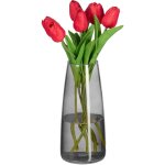 Grand vase d�coratif, pour vos fleurs, en verre, dimensions h x d : 21, 5 x 10 cm, gris - relaxdays