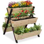 Relaxdays - carr potager vertical, jardinire bois, hlp : 82 x 75 x 90 cm, jardin surlev avec 5 bacs, ...