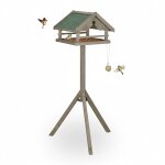 Relaxdays mangeoire pour oiseaux avec support, toit tanche, jardin, balcon, terrasse, bois de sapin, ...