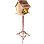 Relaxdays mangeoire  oiseaux sur pied, en bois de sapin, jardin, balcon, dimensions h x l x p : 107 ...
