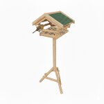 Relaxdays mangeoire pour oiseaux sur pied, toit en asphalte, jardin, balcon et terrasse, nichoir, bois ...