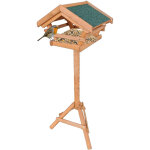 Relaxdays mangeoire pour oiseaux sur pied, toit en asphalte r�sistant, jardin et terrasse, bois de sapin, ...