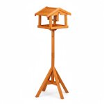 Relaxdays mangeoire sur pied avec silo � graines, jardin & terrasse, pour oiseaux sauvages, bois de sapin, ...