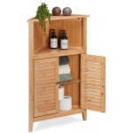 Relaxdays meuble d?angle, bambou, hxlxp: 92x58x30 cm, rangement pour salle de bain avec 2 portes à lamelles, ... Relaxdays meuble d?angle, bambou, hxlxp: 92x58x30 cm, rangement pour salle de bain avec 2 portes à lamelles, ...