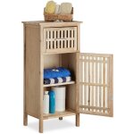Relaxdays - meuble de salle de bain troit noyer tagre rangement armoire porte tiroir hxlxp: 82 x 40 ...