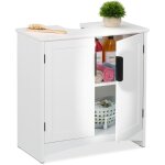 Relaxdays - meuble sous lavabo, avec 2 portes pratiques, en mdf, h x l x p : env. 60 x 60 x 30 cm, blanc ...