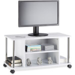 Relaxdays - meuble tv blanc meuble hifi  roulettes tagre roues mdf console table basse hxlxp: 41, ...