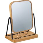 Relaxdays miroir de table, rotatif � 360�, hxl: 18x12 cm, cadre en bambou, support en m�tal, coiffeuse, ...