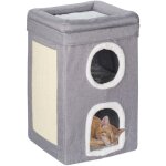 Relaxdays niche pour chat, 2 trous et surface, maison pliable avec griffoir, hlp : 63 x 40 x 40 cm, gris ...