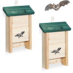 Relaxdays nichoir chauves - souris, lot de 2, bois non trait�, h x l x p : 25 x 18 x 6 cm, naturel / ...