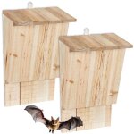 Relaxdays nichoirs  chauves - souris 2 pcs, rsistant aux intempries, h34 x l22, 5 x p13 cm, bois de ...