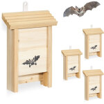 Relaxdays nichoirs � chauves - souris, lot de 4, bois non trait�, h x l x p : 25 x 18 x 6 cm, nature