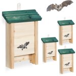 Relaxdays nichoir � chauves - souris, lot de 4, bois non trait�, h x l x p : 25 x 18 x 6 cm, naturel ...