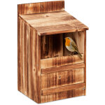 Nichoir d'extrieur pour oiseaux semi - cavernicoles, fente d'envol hl : 10x19, 5 cm,  suspendre, nature ...