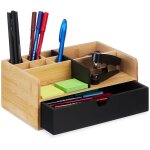 Organisateur bureau, 1 tiroir, 9 compartiments, bambou, hxlxp: 10x25x15, 5cm, espace de travail, nature ...