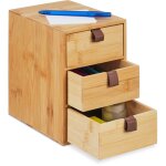 Organisateur bureau, 3 tiroirs, bambou, hxlxp : 21 x 15 x 20 cm, rangement tltravail & bureau, nature ...