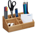 Organiseur de bureau bambou 10 compartiments distributeur fournitures bureau hxlxp: 10 x 23 x 10 cm, ...