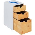 Organiseur  compartiments, bambou & mdf, hxlxp: 28x17x21, 5 cm, 3 tiroirs, accessoire bureau, nature ...