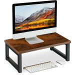 Organiseur pour cran de pc, rehausseur pour le bureau, hxlxp: 15x40x23 cm, design industriel, marron ...