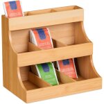 Organiseur  th, 9 compartiments, en bambou, vertical, h x l x p : 24 x 27 x 17, 5 cm, nature - relaxdays ...