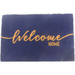 Relaxdays paillasson en coco, welcome home, 60 x 40 cm, antid�rapant, r�sistant aux intemp�ries, bleu ...