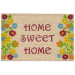 Paillasson fibres de coco tapis de sol home sweet home 60x40 face antidrapante, marron - relaxdays