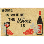Paillasson fibres de coco tapis de sol porte entre home is where wine is 60x40 bouteille de vin antidrapant ...