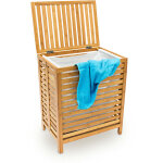 Panier à linge, corbeille en bambou, coffre bois avec couvercle, hxlxp: 60 x 50, 5 x 35, 5 cm, nature ... Panier à linge, corbeille en bambou, coffre bois avec couvercle, hxlxp: 60 x 50, 5 x 35, 5 cm, nature ...