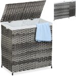 Relaxdays panier à linge, avec couvercle, optique rotin, 110 litres, 2 compartiments, hlp : 60x58x34 ... Relaxdays panier à linge, avec couvercle, optique rotin, 110 litres, 2 compartiments, hlp : 60x58x34 ...