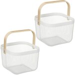 Relaxdays - panier de rangement, lot de 2, hxlxp : 17, 5 x 26 x 24, 5 cm, métal et bambou, avec anse, ... Relaxdays - panier de rangement, lot de 2, hxlxp : 17, 5 x 26 x 24, 5 cm, métal et bambou, avec anse, ...