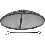 Relaxdays pare - �tincelles pour brasero, � 90 cm, tisonnier inclus, poign�e, grille ronde en acier, ...